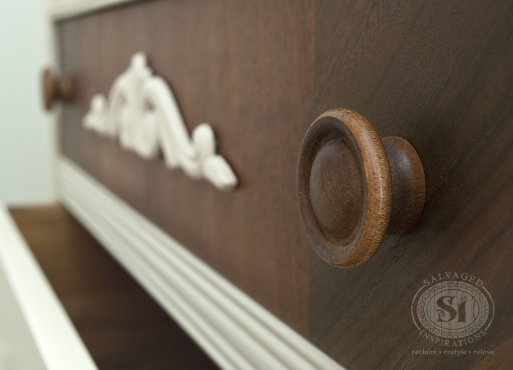 Stained Wood Knobs on Waterfall Drsr