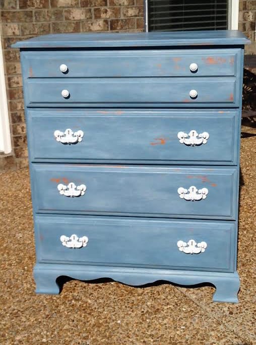 milk painted dresser after SI