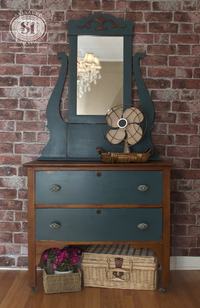 Painted Stained Dresser W Mirror, How To Stain A Dresser Grey