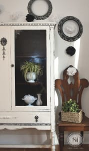 Vintage Chalk Painted China Cabinet