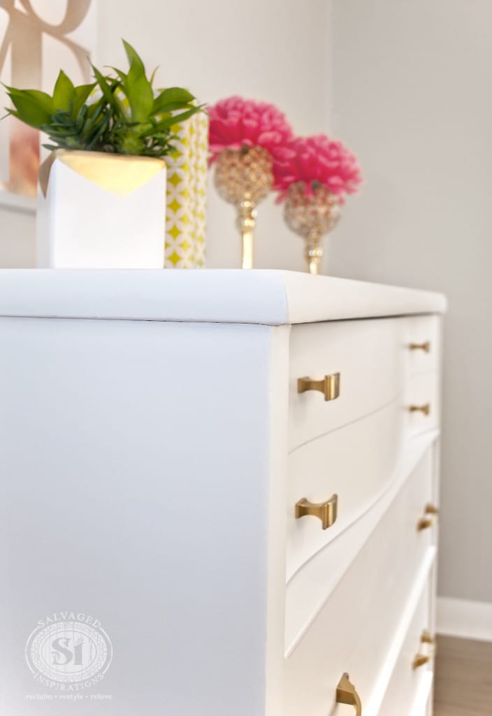 Gold and White Dresser - SW 7006 Extra White