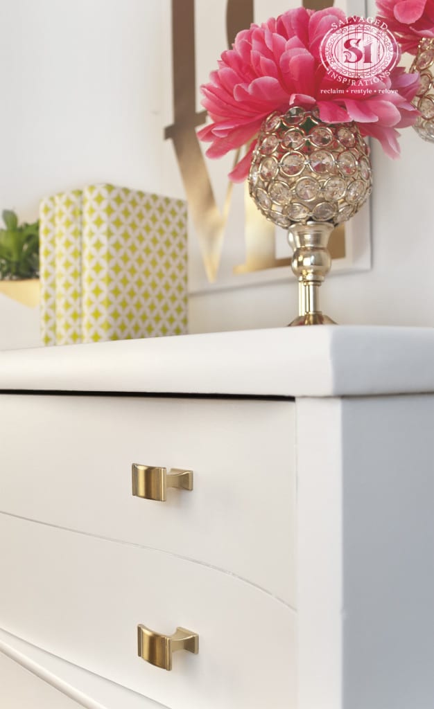 White Painted Dresser w Brushed Gold Hardware