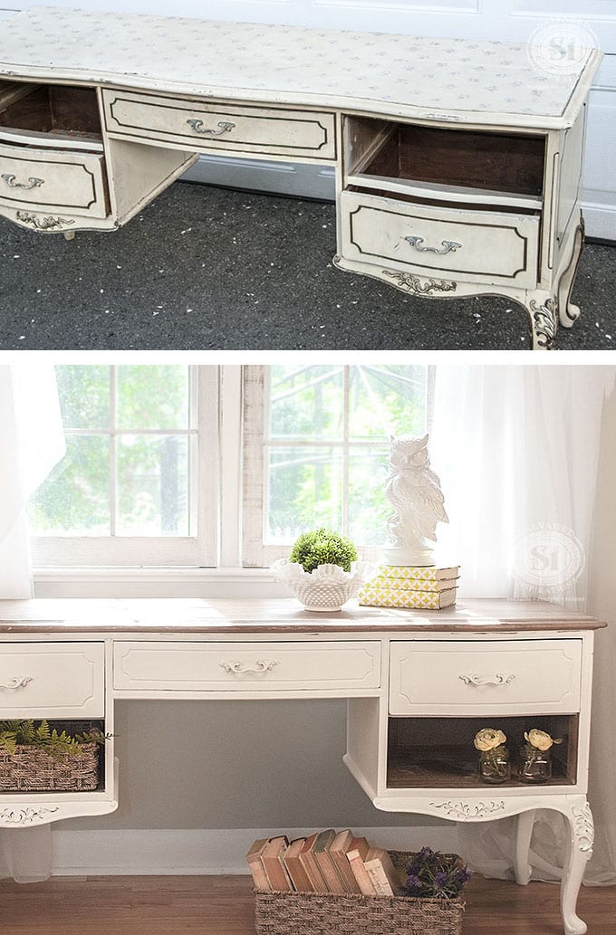 Salvaged French Provincial Desk Before&After