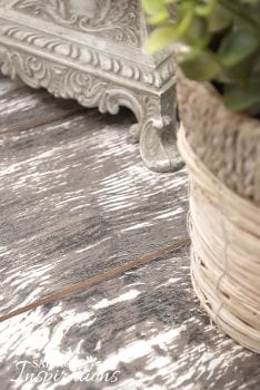 Close Up of Spool Table w Faux Barn Wood
