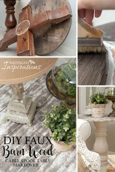 DIY Faux Barn Wood Cable Spool Makeover