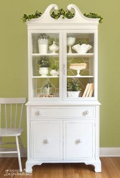 Painted China Cabinet with Fretwork Back
