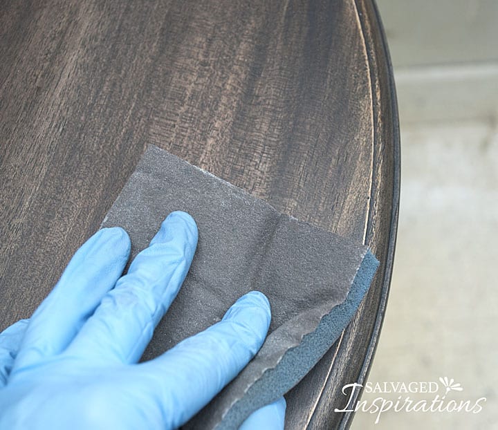 Sanding & Distressing Black Washed Table