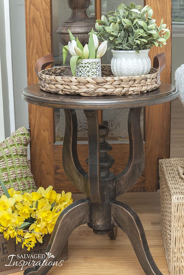 Side Table Restyled with Black Wash