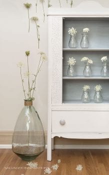 Raised Stencil Cabinet Painted in Dixie Belle Fluff