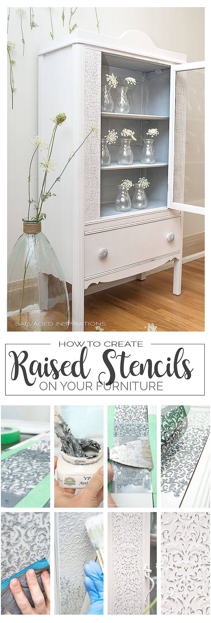 Tutorial - How To Create Raised Stencil Designs on Furniture