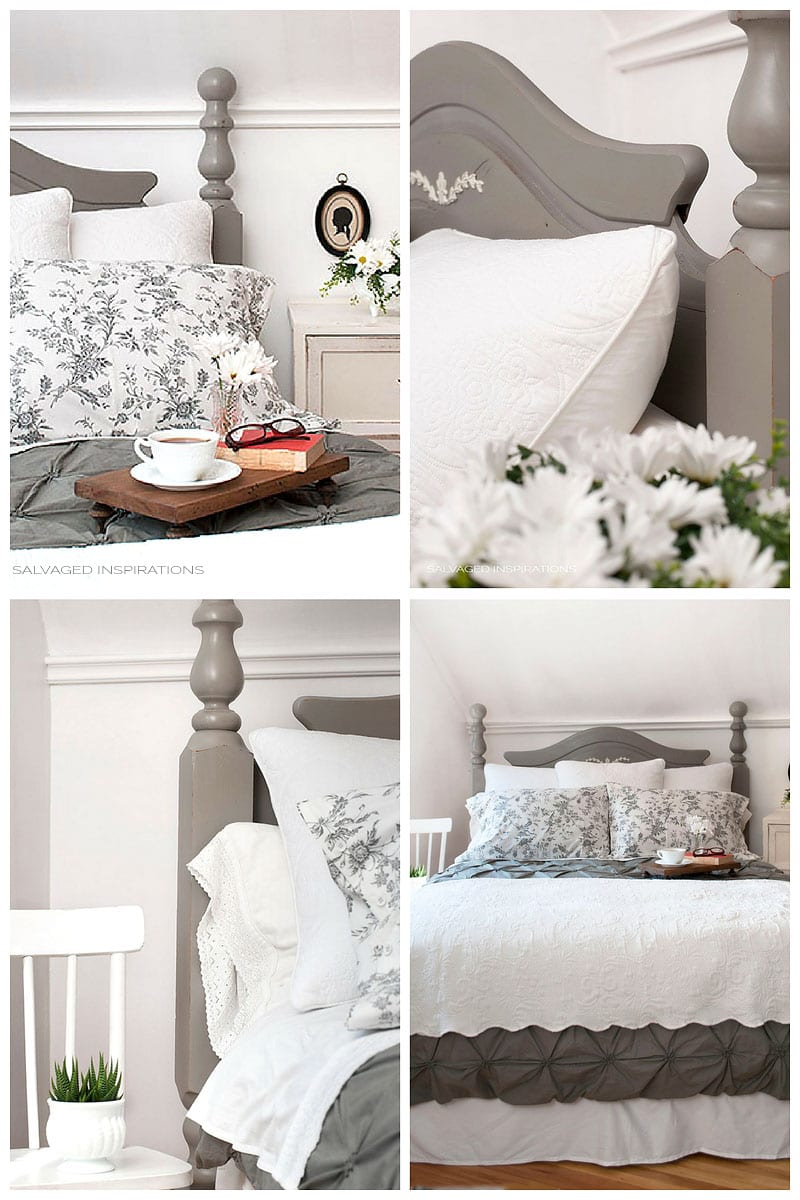 Annie Sloan French Linen Painted Headboard - Salvaged Inspirations Master Makeover
