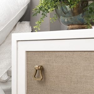 Grasscloth Wallpaper on Painted Nighttable Drawer Panel