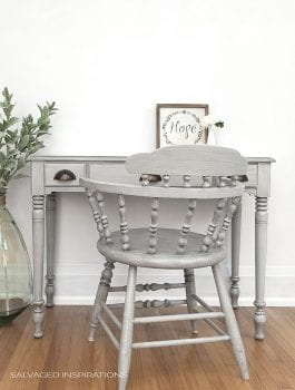 Grey Painted-Glazed Desk and Chair w Poly and Wax Topcoat
