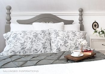 Master Bed Makeover w Painted Salvaged Head Board