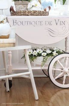 Pink Champagne Tea Cart With French Graphic Design