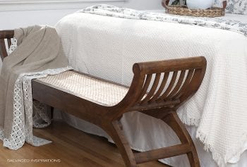 Salvaged Wood and Rattan Bench