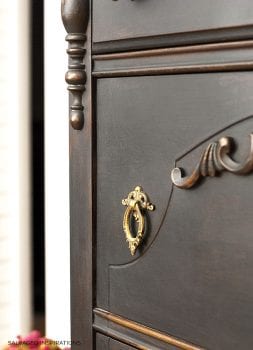 Close Up of Vintage Dresser Painted in Caviar