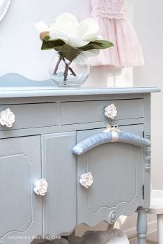 Painted Salvaged Buffet w White Floral Knobs