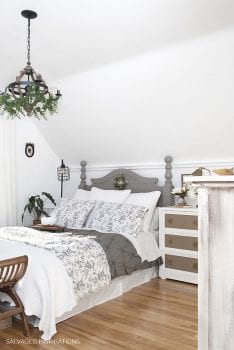 Salvaged Bedroom w Christmas Greenery