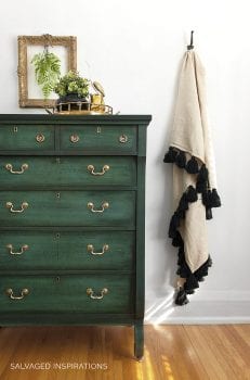 Green Chalk Painted Empire Dresser and Tassel Blanket