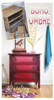 Boho Ombré Painting Effect on Small Dresser Before and After