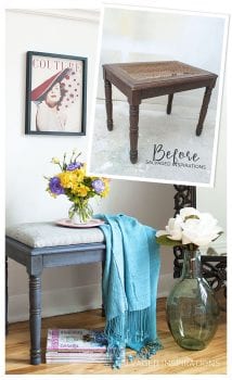 DIY Cane Bench Makeover w Upholstery Fabric Before & After