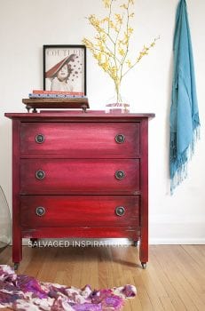 Empire Red Ombre Painted Small Dresser