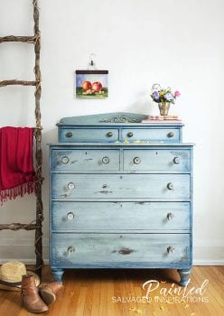 Faded Denim Inspired Painted Dresser Makeover w Dixie Belle Paint