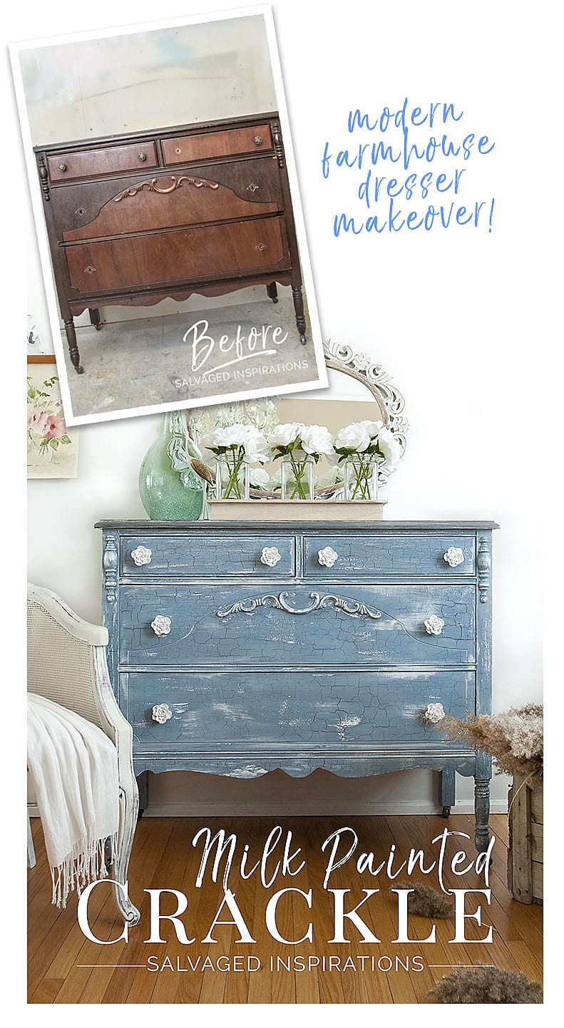 Milk Painted Crackle Paint Finish Before & After - Salvaged Inspirations