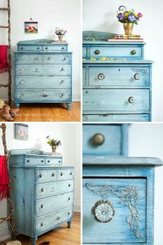Salvaged Inspirations Painted Dresser Makeover Collage - Dixie Belle Paint