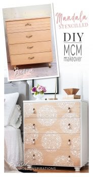 Mandala MCM Stencilled Dresser - Before and Afte