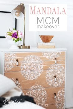 Mandala Stencilled MCM Dresser in Bedroom