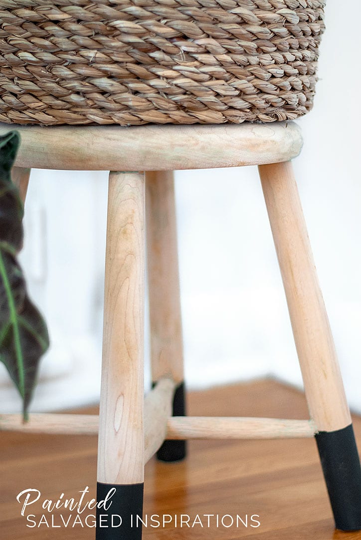 Stool Plant Stand - Natural Wood with Painted Feet