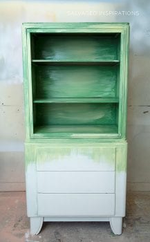 Blending Chalk Mineral Paint on Hutch - Before