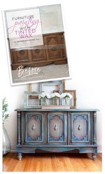 Furniture Painting with Pink Wax - Buffet Makeover Before and After