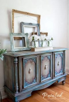Painting Furniture with Pink Wax - Buffet Makeover