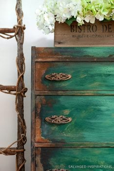 Close Up of Rusted Patina on Waterfall Dresser