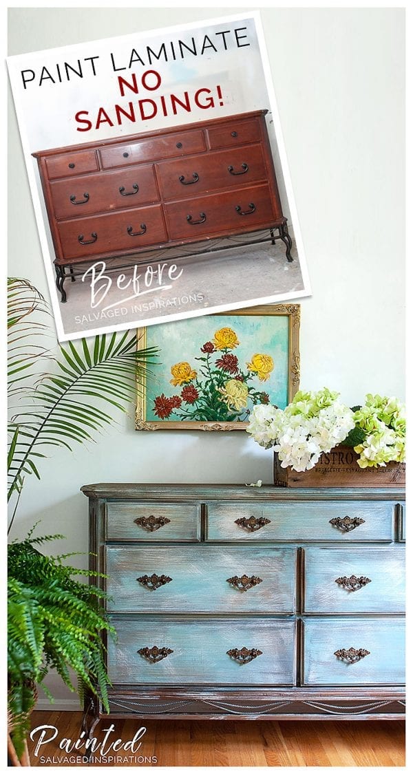 How To Paint Laminate Furniture Without Sanding - Salvaged Inspirations