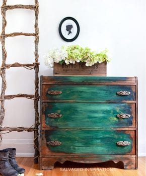 Patina Painted Waterfall Dresser Makeover