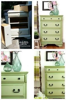Curbshopped Dresser in Farmhouse Green - Before and After