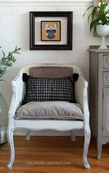 DIY Salvaged Painted & Upholstered Chair w Art