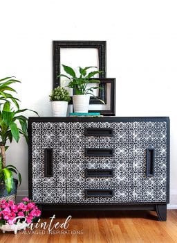 Furniture Stenciling - Salvaged Buffet Makeover