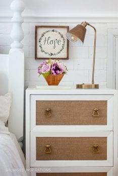 Salvaged Nightstand w Wallpapered Drawers
