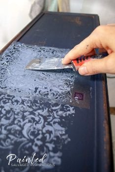 Adding Raised Stencil To Dresser Drawer