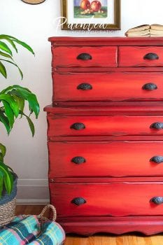 Thrift Store Red Painted Dresser Makeover