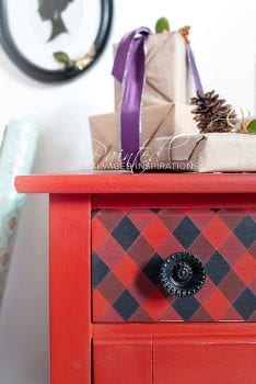 Close Up of Painted Buffalo Plaid on Furniture