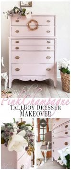 Pink Champagne Tallboy Dresser Makeover
