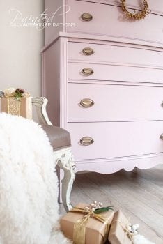 Side View of Pink Champagne Painted Dresser