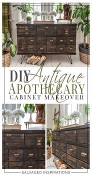 Antique Apothecary Cabinet Makeover WIth DIY Drawers