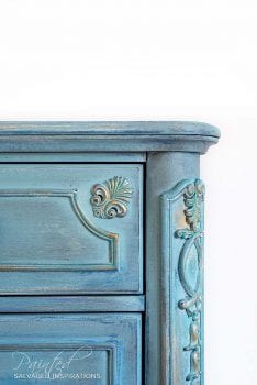 Close Up of Layered Painted Chalk Mineral Paint Dresser